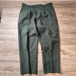 PUSH Trousers Mens 34x28 Forest Green Double Pleated Twill Vintage Pants